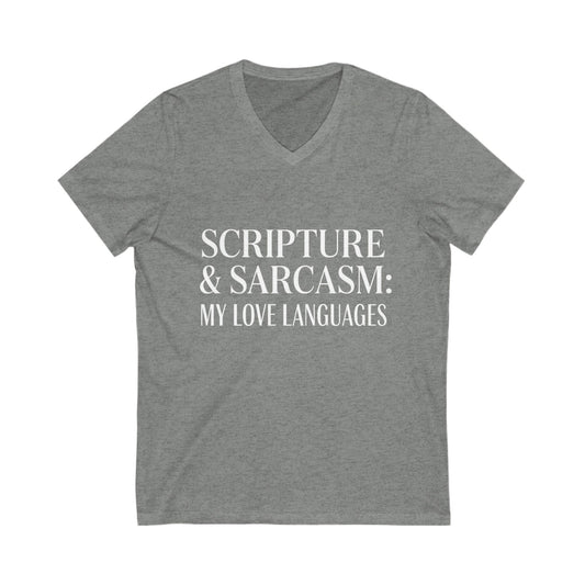 Scripture & Sarcasm Tee – Round-Neck Unisex Shirt • My Love Languages