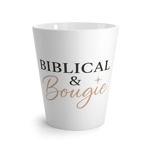 "Biblical & Bougie" Latte Mug – Faith-Filled Coffee Mug for Glamorous Prayer Girls