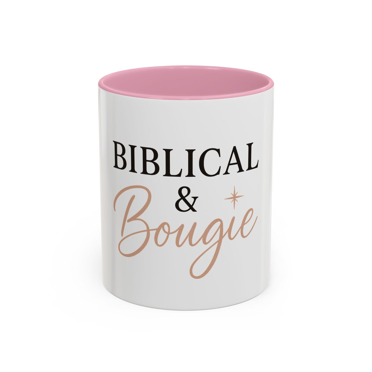 "Biblical & Bougie" Coffee Mug – Black Lettering Christian Mug for Faith-Filled Queens with Flavor