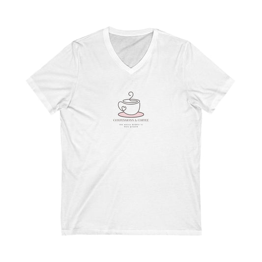 Cozy Coffee Lover's V-Neck Tee, Perfect Gift for Coffee Enthusiasts, Casual Wear, Adjustable Comfort, Cozy Days, Relaxing Moments