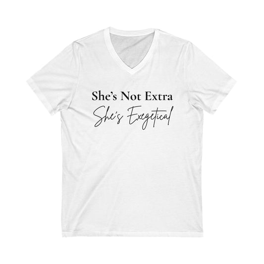 “She’s Not Extra. She’s Exegetical.” V‑Neck Tee – Where Faith Meets Formula