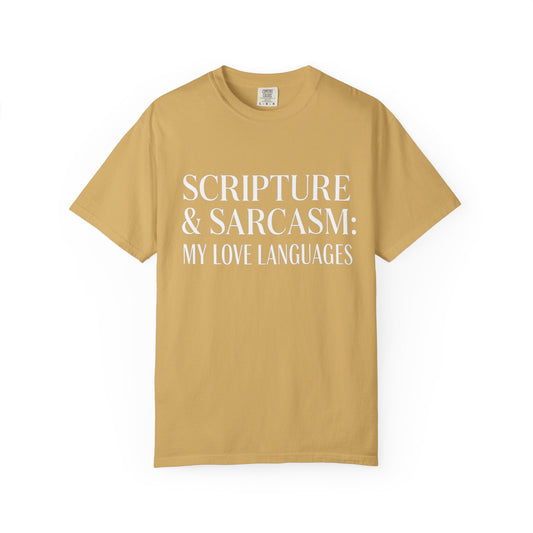 Scripture & Sarcasm Tee – Round‑Neck Unisex Shirt • My Love Languages