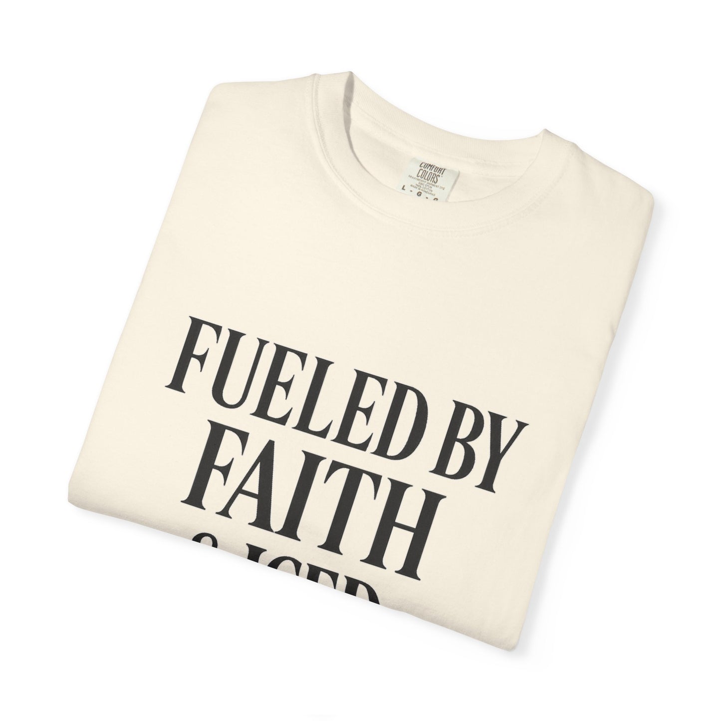 I Run on Faith & Iced Coffee Tee – Round‑Neck Unisex Shirt • Caffeine + Conviction