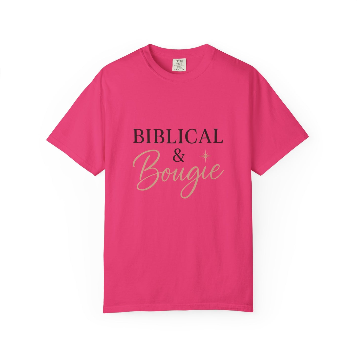 "Biblical & Bougie" Unisex T-Shirt – Black Lettering Faith-Based Tee for Stylish Christian Queens