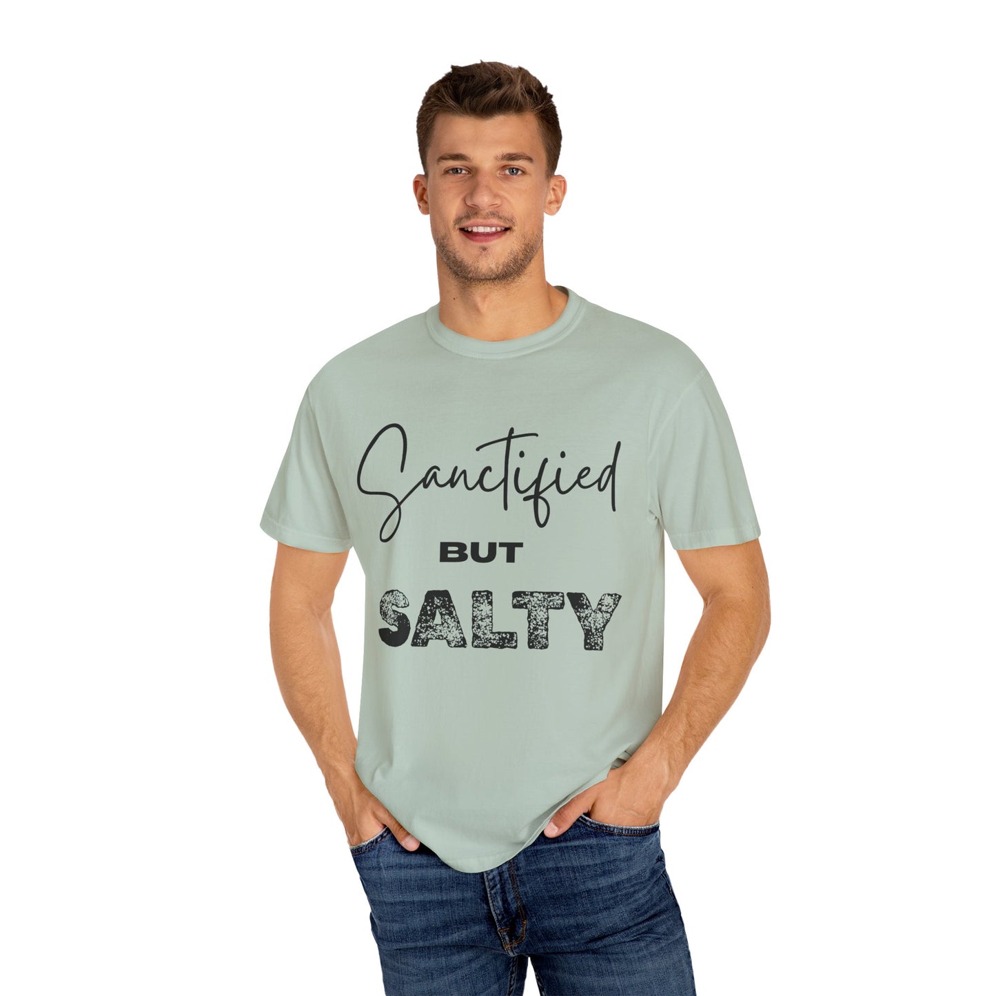 "Sanctified But Salty" Unisex T-Shirt – Funny Christian Tee for the Faithfully Feisty