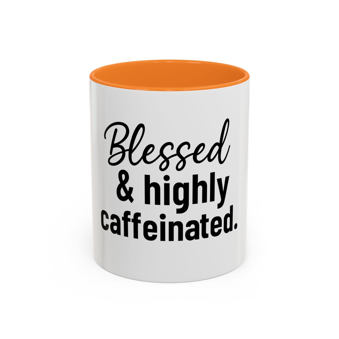 Blessed & Highly Caffienated Colorful Scripture Mugs – 11 oz & 15 oz Ceramic • Pop Then Pray