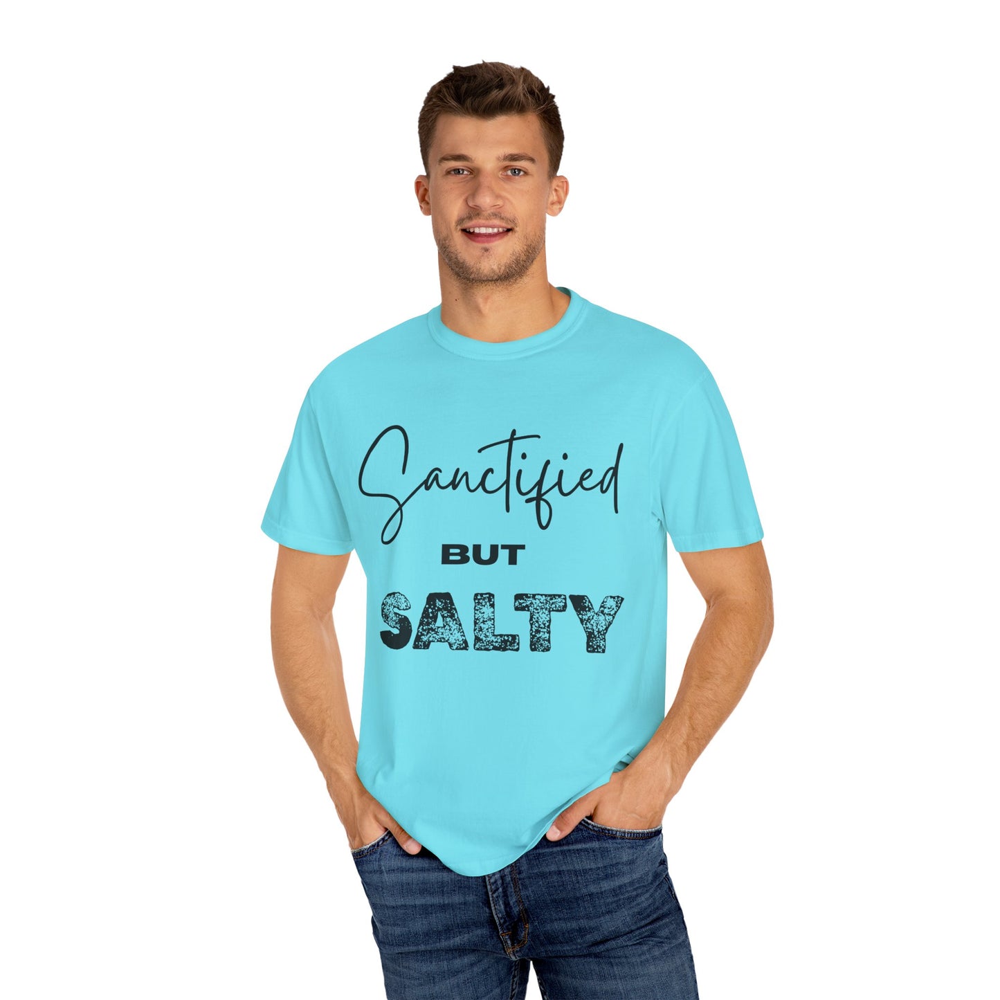 "Sanctified But Salty" Unisex T-Shirt – Funny Christian Tee for the Faithfully Feisty