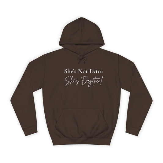 “She’s Not Extra, She’s Exegetical” Unisex Hoodie – Cozy Bold Faith Statement