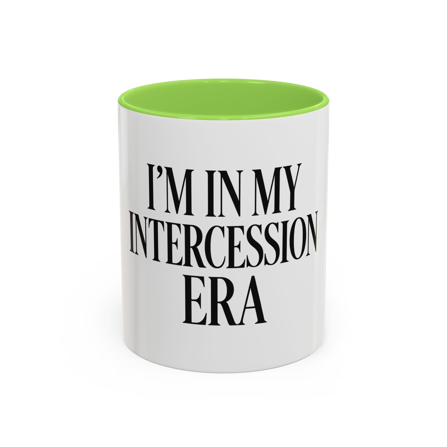 "I'm in My Intercession Era" Coffee Mug – Black Lettering Christian Mug for Bold Praying Believers