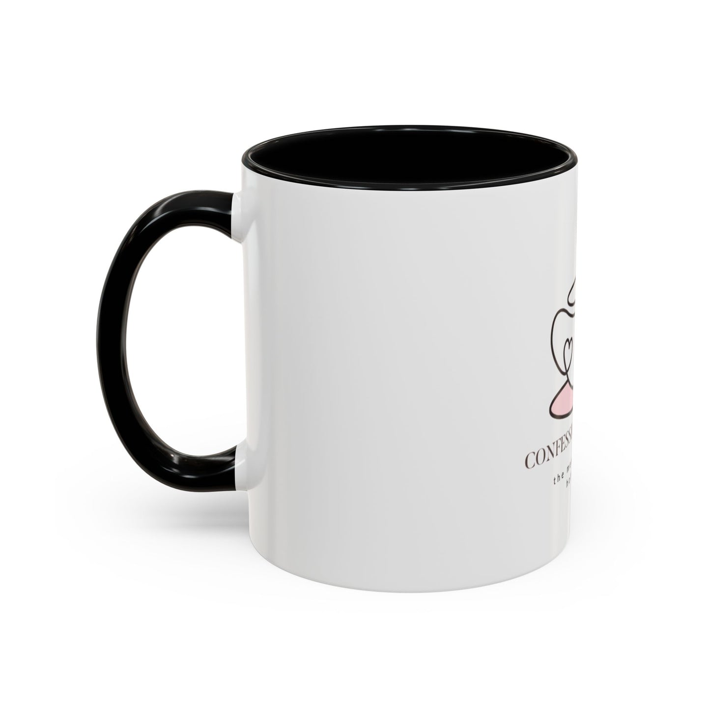 Confessions & Coffee Accent Mug - Inspirational Quote Coffee Cup for Cozy Mornings, Gift for Coffee Lovers, Home Decor