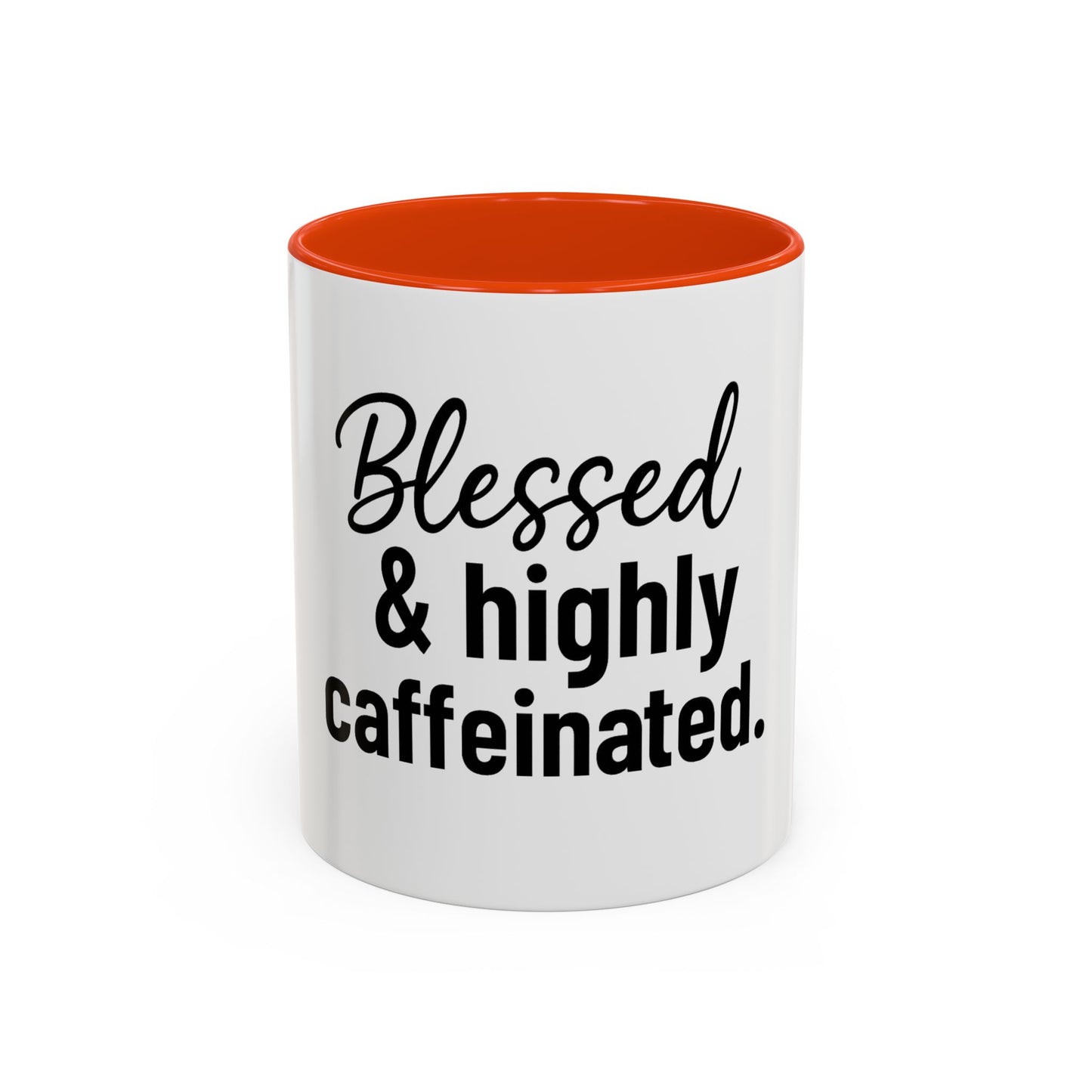 Blessed & Highly Caffienated Colorful Scripture Mugs – 11 oz & 15 oz Ceramic • Pop Then Pray