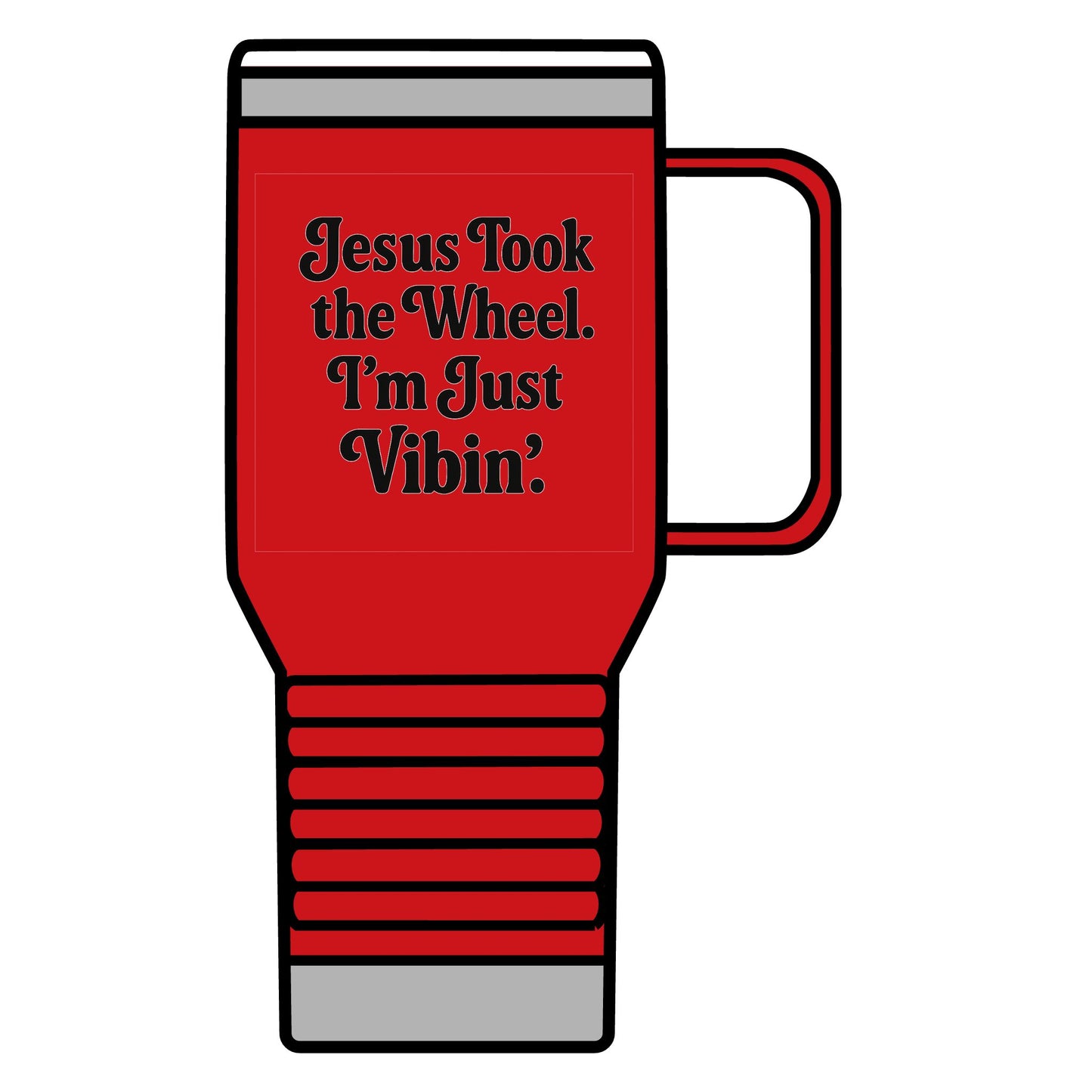 "Jesus Took the Wheel. I'm Just Vibin." 20oz Travel Mug – Funny Faith-Based Tumbler for Coffee Lovers & Spiritual Commuters