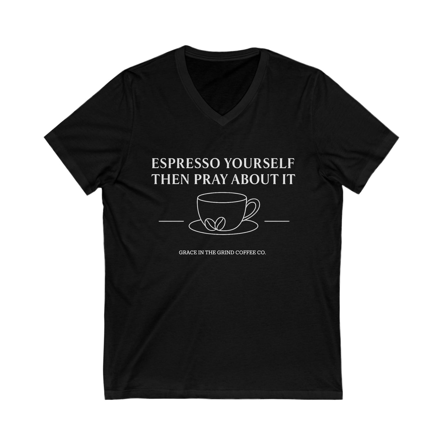 Espresso Yourself V-Neck Tee, Coffee Lover Shirt, Funny Gift for Barista, Casual Wear, Perfect for Birthdays and Holidays