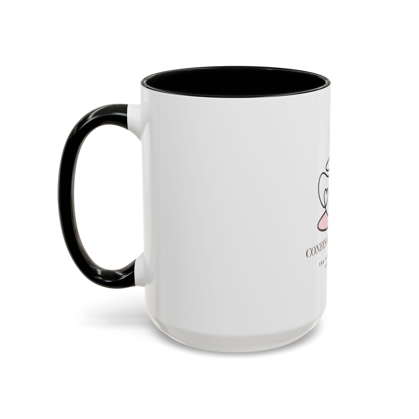 Confessions & Coffee Accent Mug - Inspirational Quote Coffee Cup for Cozy Mornings, Gift for Coffee Lovers, Home Decor