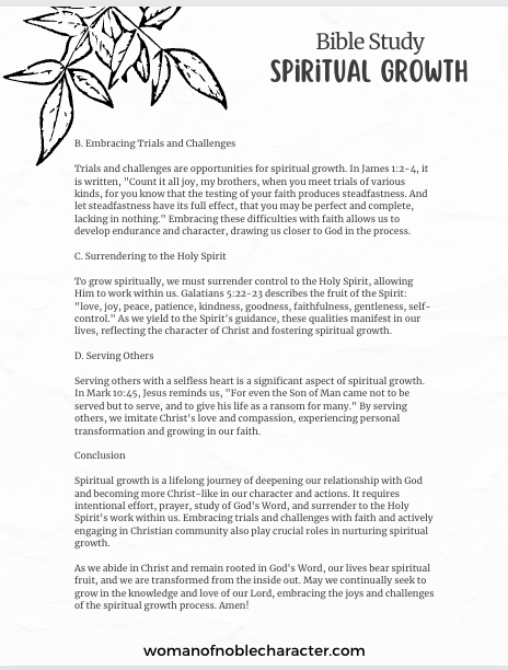 Spiritual Growth Mini-Bible Study