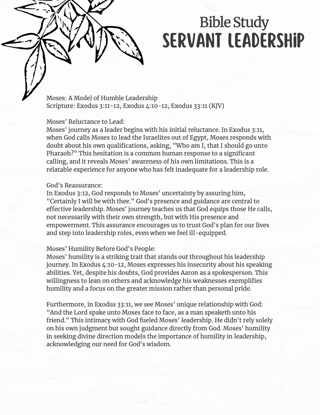 Effective Servant Leadership: A Comprehensive Bible Study Guide