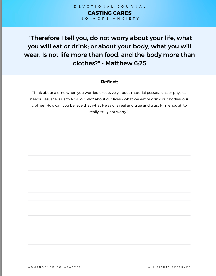 Casting Cares: No More Anxiety Devotional & Journal | Christ-Centered Peace for Anxious Hearts
