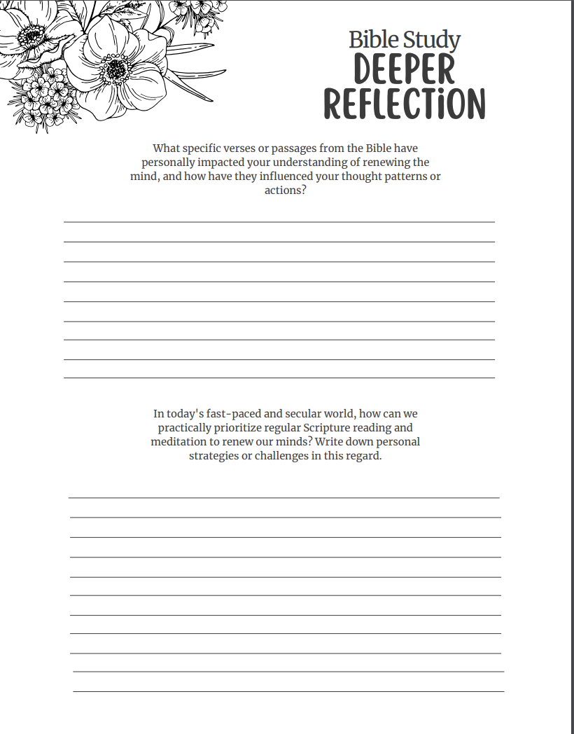 Renewing the Mind Bible Study with Bonus Scripture Cards and Scripture Matrix
