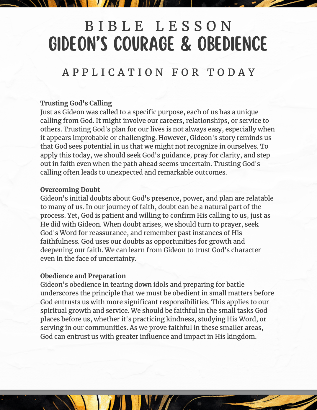 Courageous Series Gideon: Inspirational Bible Lessons and Study Guide