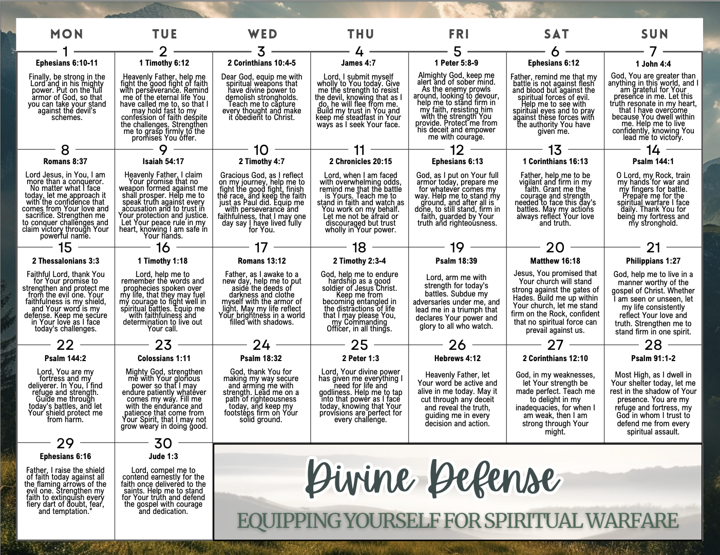 30-Day Spiritual Defense Devotional – Your Guide to Battling Spiritual Warfare with Scripture and Prayer