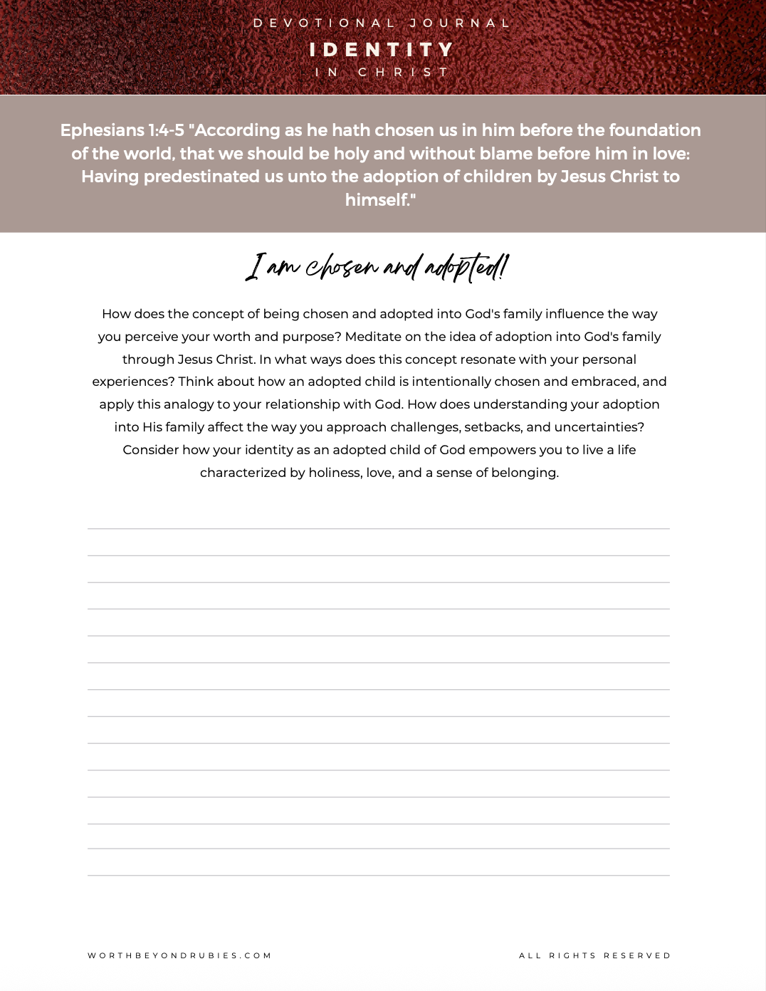 Identity in Christ | 30-Day Devotional & Journal to Embrace Your God-Given Worth