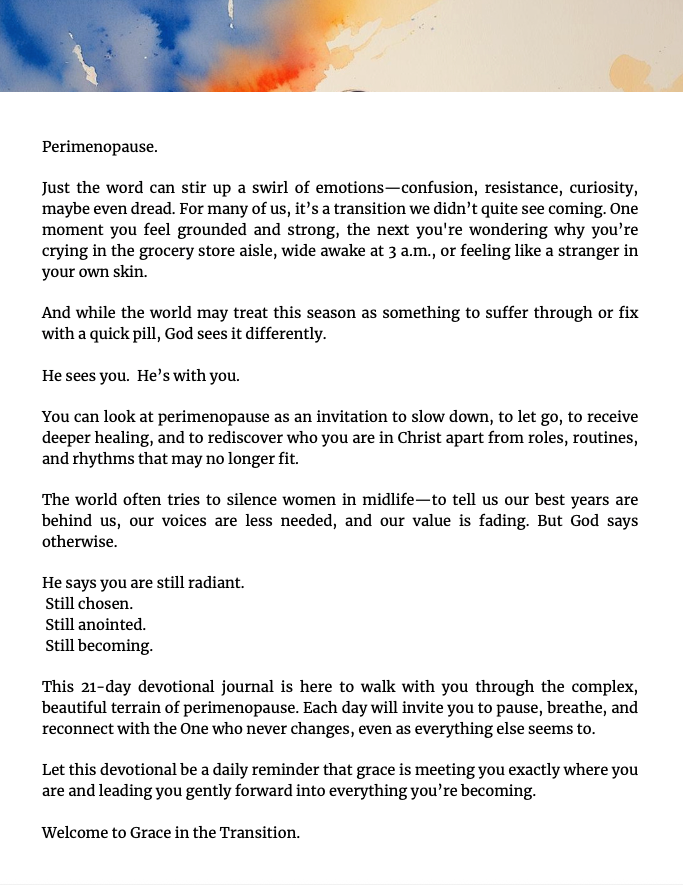 21-Day Faith Reflection Devotional for Perimenopause | Daily Scripture, Guided Journaling & Christ-Centered Support