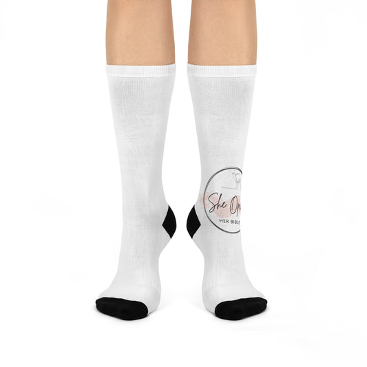 She Opens Her Bible™ Cushioned Crew Socks – Faith-Inspired Comfort & Style for Everyday Wear