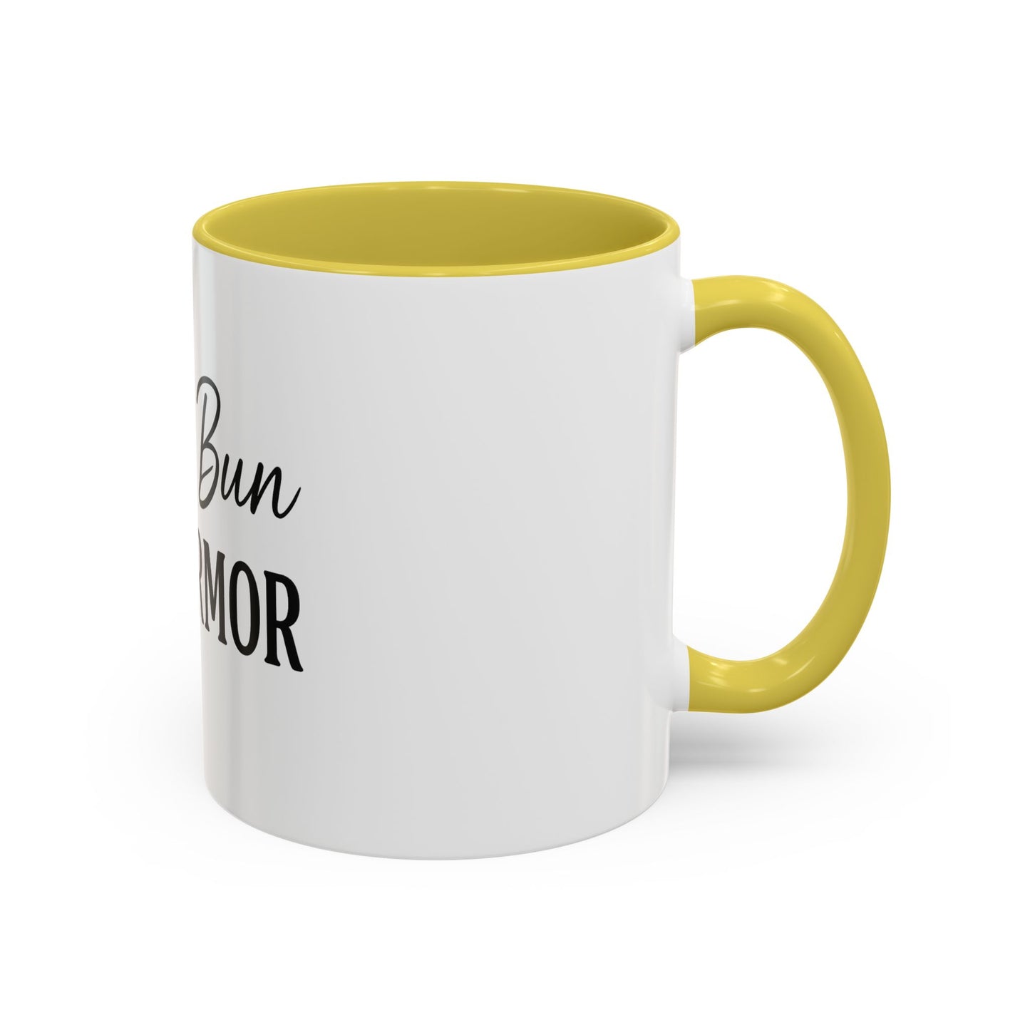 "Messy Bun. Full Armor." Coffee Mug – Fun & Faith-Filled Mug for Spiritual Warriors in Black Lettering