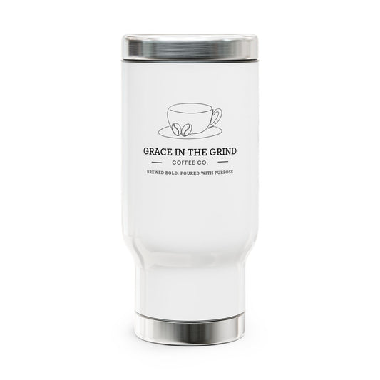 Insulated Stainless Steel "Grace in the Grind" Travel Mug with Handle – Perfect for Commuting & Coffee Lovers