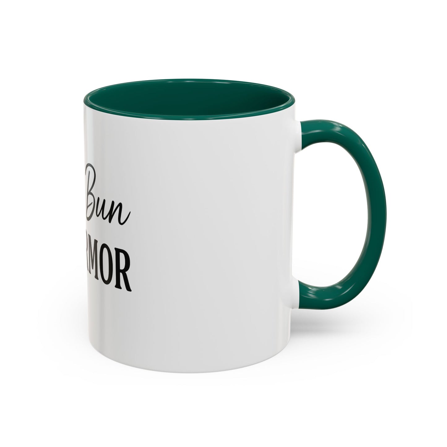 "Messy Bun. Full Armor." Coffee Mug – Fun & Faith-Filled Mug for Spiritual Warriors in Black Lettering