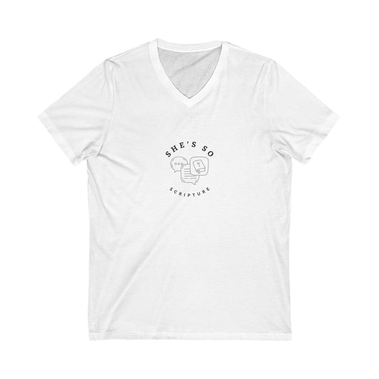 She's So Exceptional Unisex V-Neck Tee, Casual Shirt for Women, Gift for Her, Everyday Wear, Motivational Top