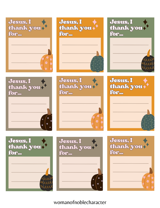Christian Thanksgiving Gratitude Cards For Kids