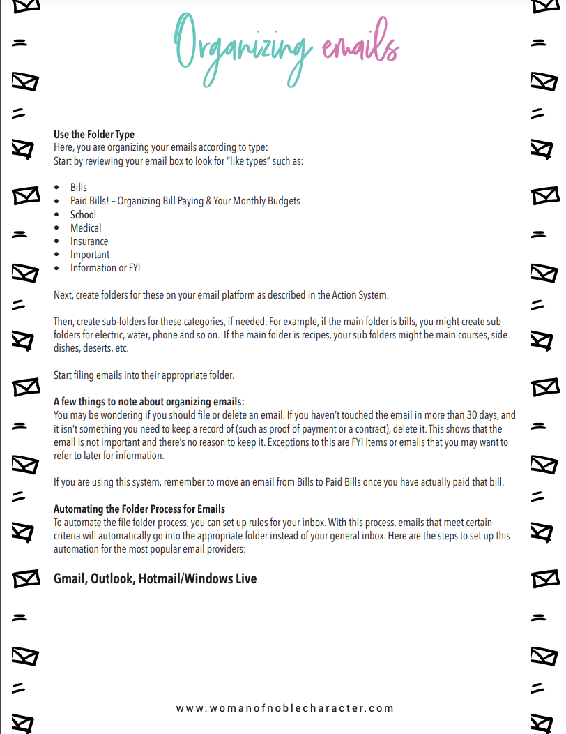 Organizing Emails and Home Filing Organization Step-by-Step