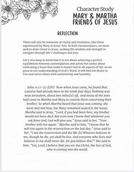 Mary and Martha: Friends of Jesus Mini-Bible Study and Bible Study Notes