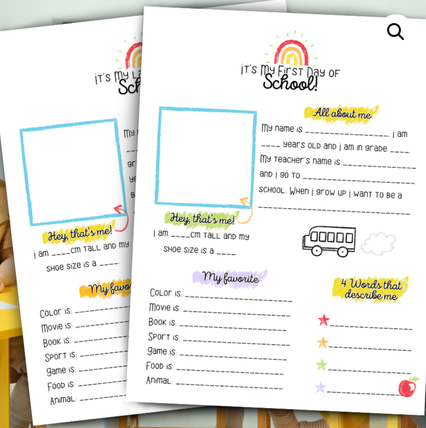 First and Last Day Of School Interview Printable
