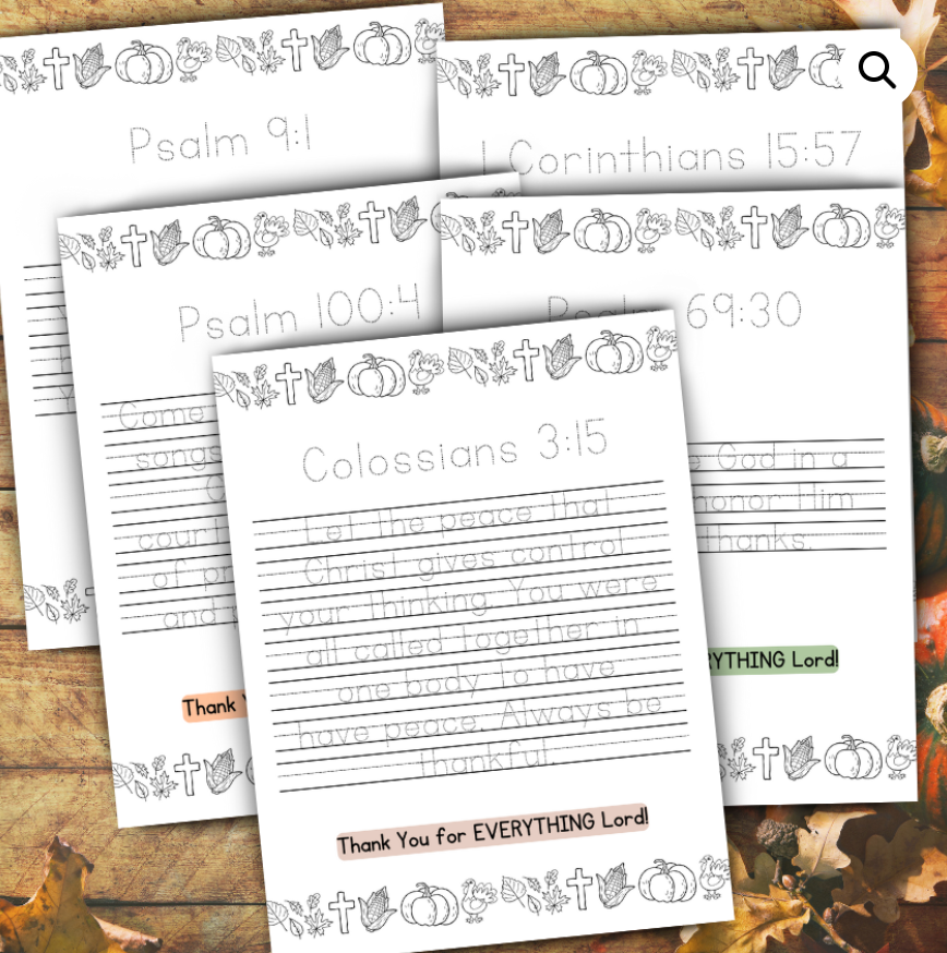 15 Thanksgiving Bible Verses for Kids Tracing Pack - Enrich Your Festivities With Faith & Creativity