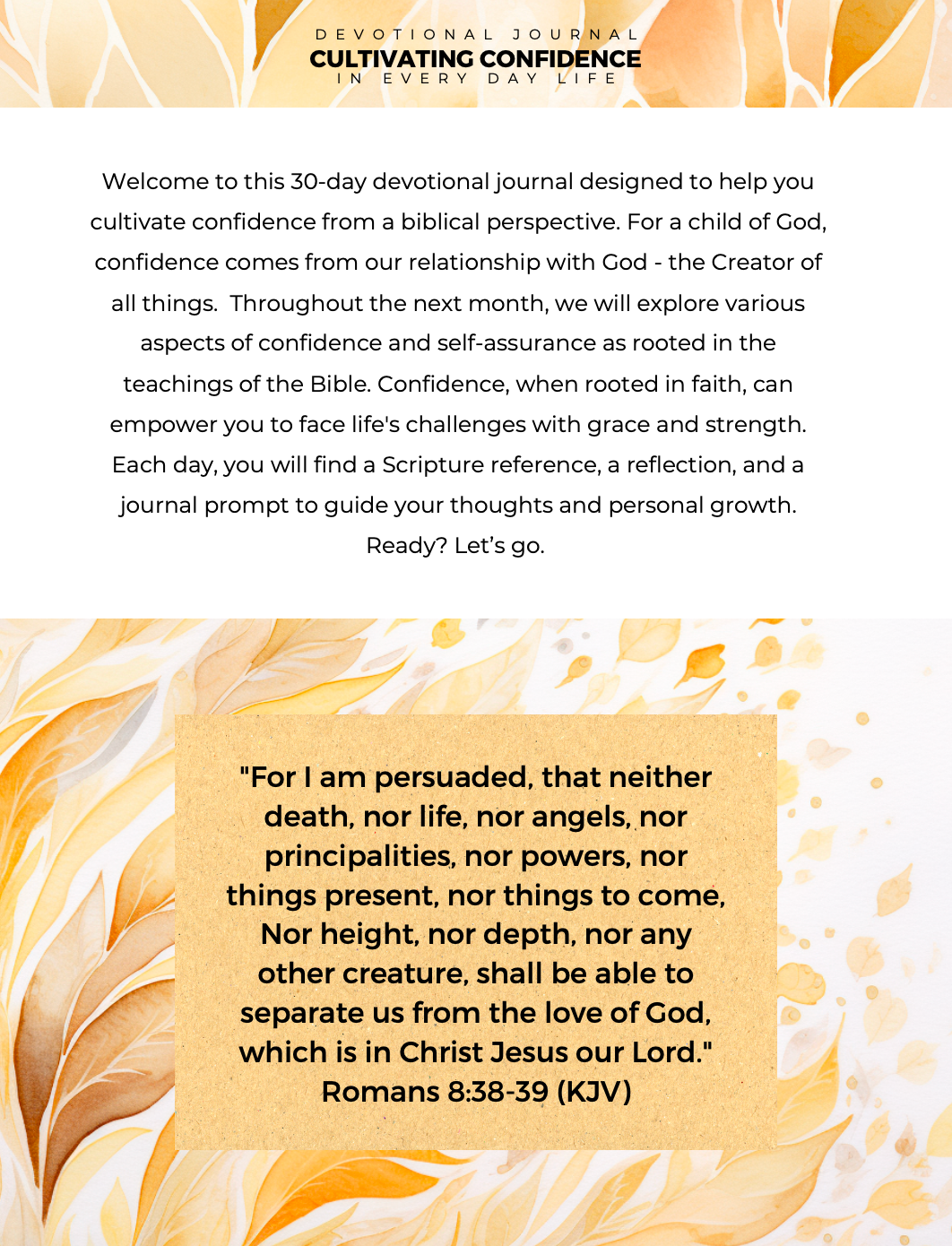 Cultivating Confidence: 30-Day Devotional Journey & Journal with Scripture Card Set
