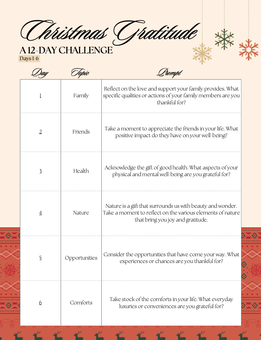 12 Day Christmas Gratitude Challenge