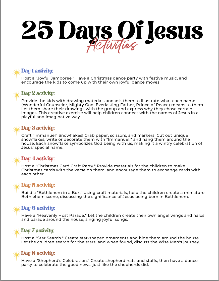 25 Days of Jesus Scripture Reading & Activity Bundle: An Advent Exploration Celebrating the Birth of Our Savior