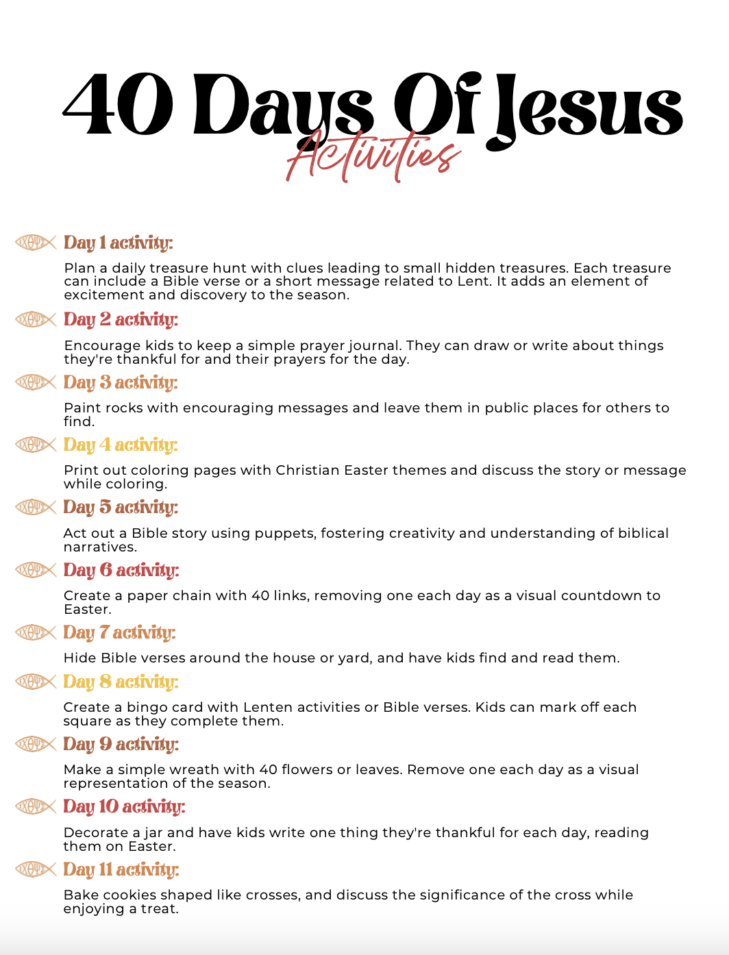 40 Days of Jesus – An Inspirational Lent Scripture Reading & Activity Set Perfect for Easter Season