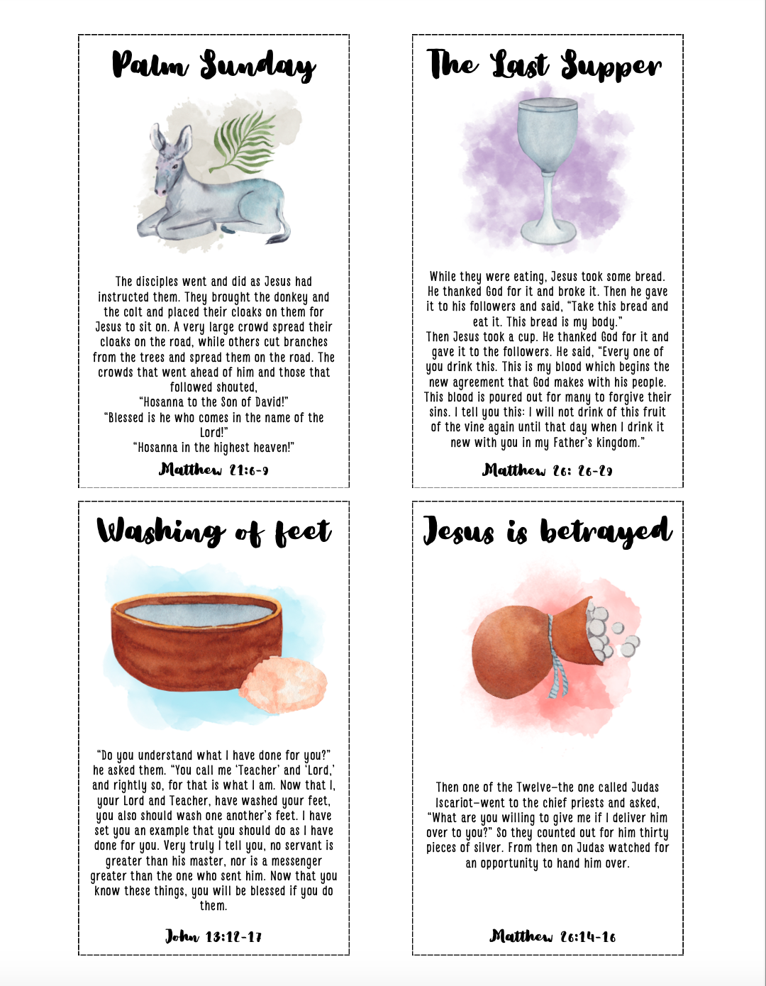 Watercolor Easter Story Memory Card Activity Pack