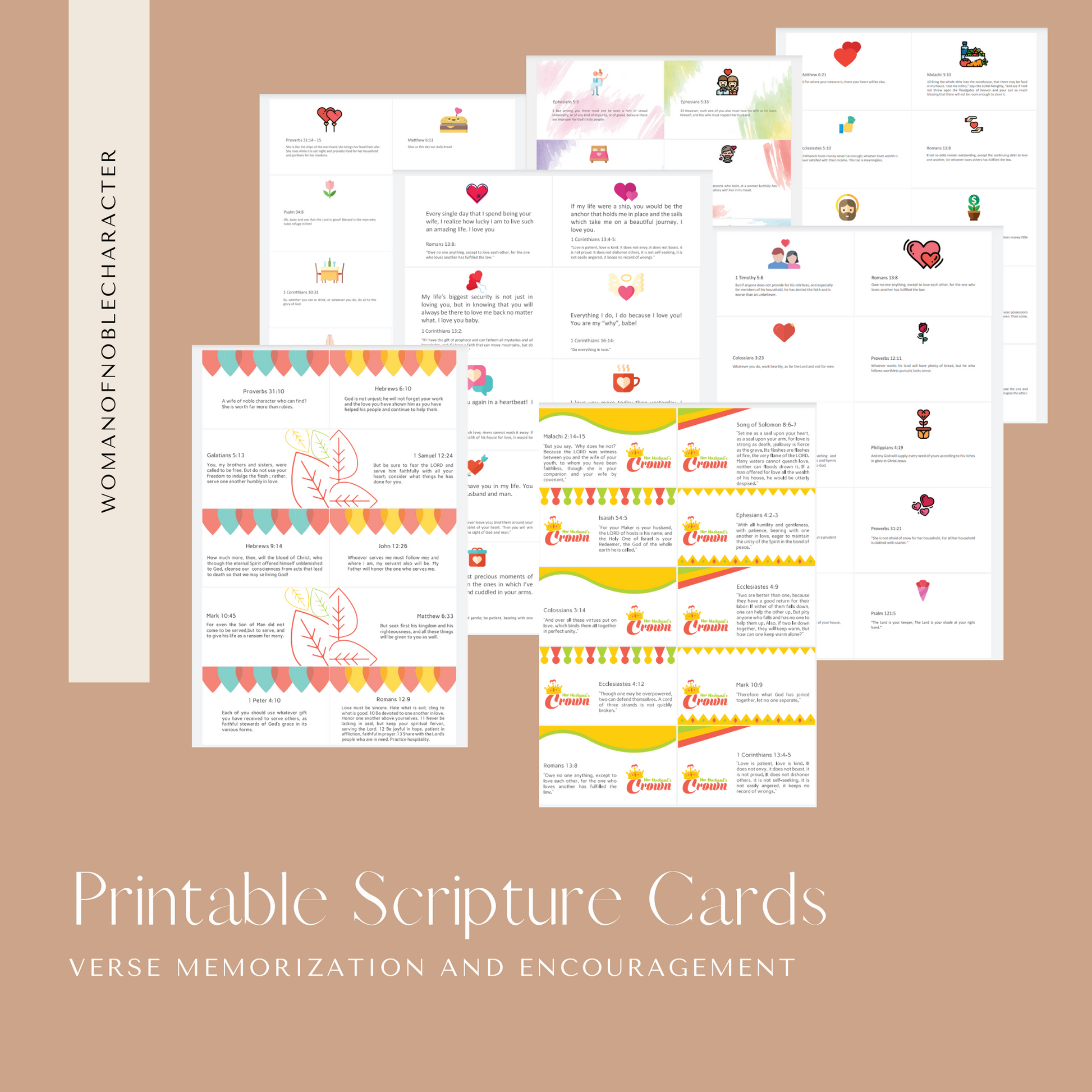 mock up of printable scripture cards for verse memorization and encouragement